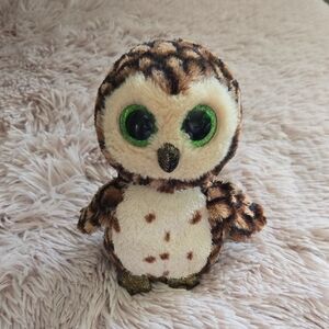 Sammy the TY Beanie Boo Cute Plush Owl with Green Eyes Animal Stuffed toy
